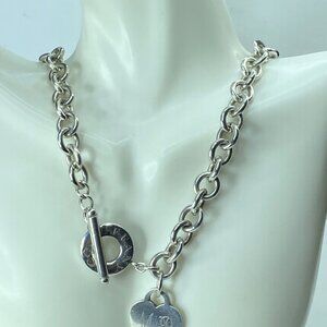 Tiffany & Co Sterling Silver Heart Tag Toggle Necklace 18" 83g JR170